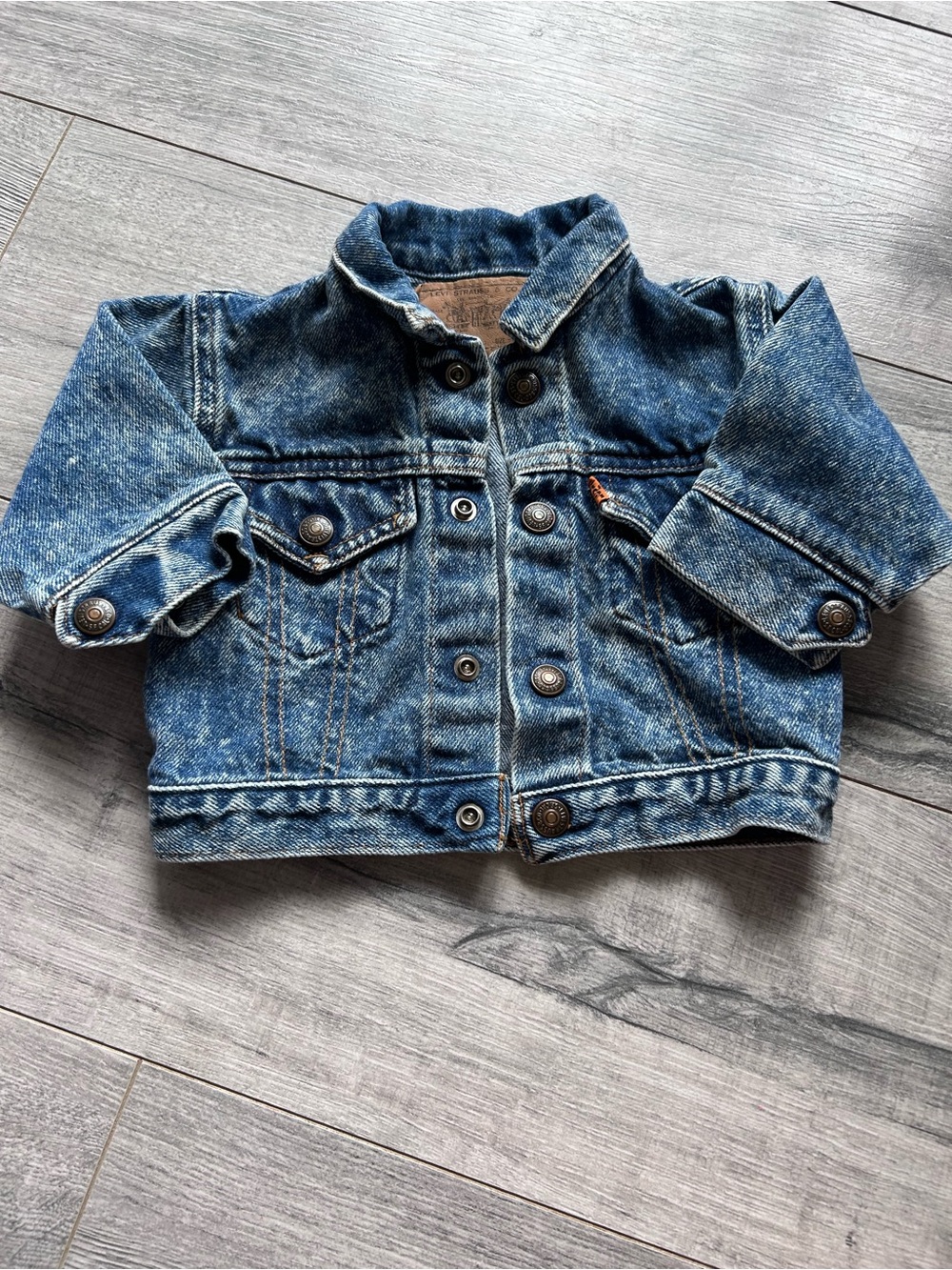 Vintage Orange Tag Levi's Kids Distressed Blue Denim Jacket